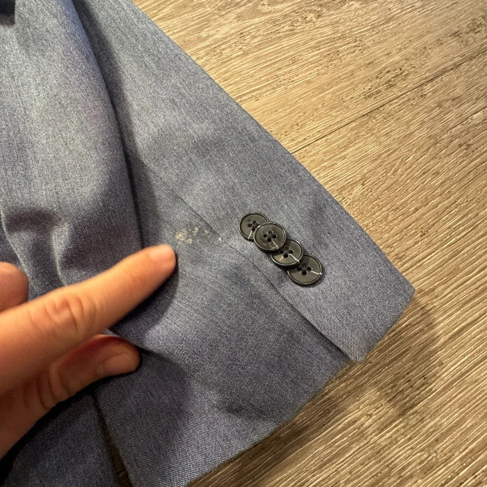 Kenneth Cole Reaction Suit Sport Coat Pants Mens‎ 42 L 35 W Blue Techni-Cole